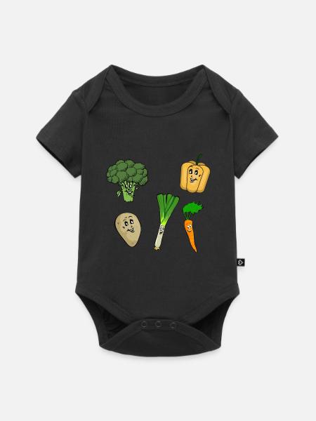 Glückliches Gemüse - Baby Premium Kurzarmbody - Schwarz