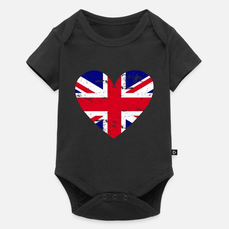 Drapeau Coeur Drapeau britannique - Body à manches courtes Premium Bébé - noir