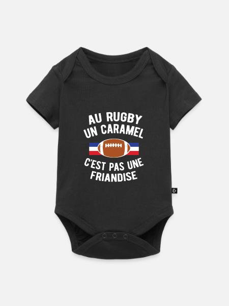 AU RUGBY UN CARAMEL C'EST PAS UNE FRIANDISE - Body à manches courtes Premium Bébé - noir