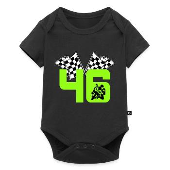 Motorcycle number 46 Racing flags Motorsport - Baby Premium short-sleeve bodysuit - black - Front