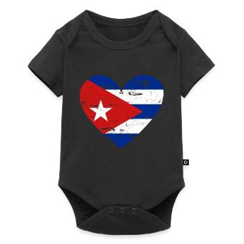 Drapeau Coeur Cuba Drapeau - Body à manches courtes Premium Bébé - noir - Devant
