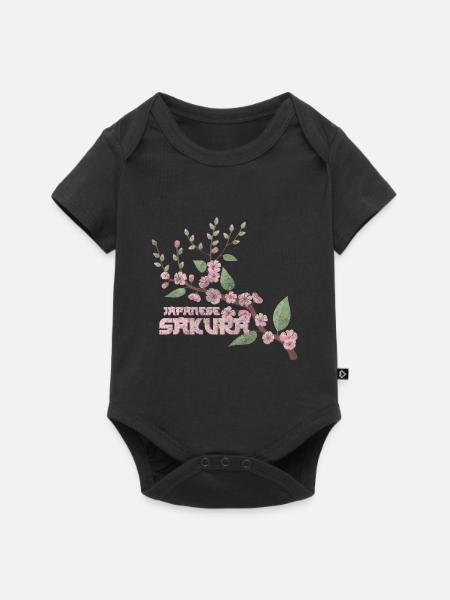Kirschblüte Blüte Bunt - Baby Premium Kurzarmbody - Schwarz