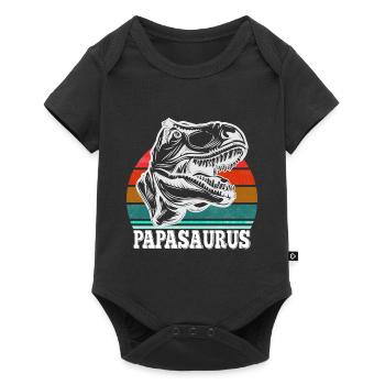 Papa Vater Papasaurus retro Vintage Vatertag - Baby Premium Kurzarmbody - Schwarz - Vorne