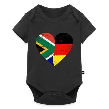 Afrique du Sud Allemagne Flag Heart - Body à manches courtes Premium Bébé - noir - Devant