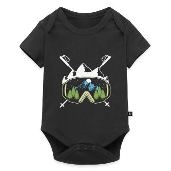 Ski Quote Snowboardbrille & Skistöcke für Skifahrer - Baby Premium Kurzarmbody - Schwarz - Vorne