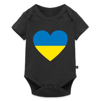 Solidarity Ukraine Heart Flag Heart - Baby Premium short-sleeve bodysuit - black - Front