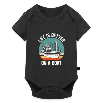 Fishing Quote Vintage Life is Better on A Boat - Baby Premium short-sleeve bodysuit - black - Front