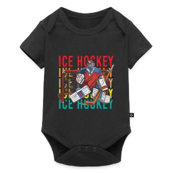 Bâton de hockey sur glace Masque de hockey sur glace Sport - Body à manches courtes Premium Bébé - noir - Devant