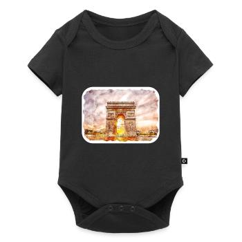 Paris France Watercolor Sketch Drawn Illustration - Baby Premium short-sleeve bodysuit - black - Front