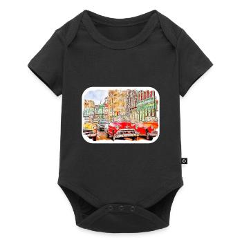 Habana Cuba Aquarelle Esquisse Dessinée Illustration - Body à manches courtes Premium Bébé - noir - Devant