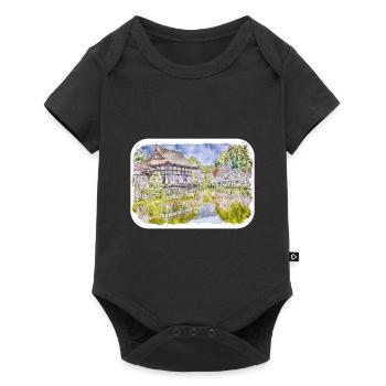 Kyoto Japan Watercolor Sketch Drawn Illustration - Baby Premium short-sleeve bodysuit - black - Front