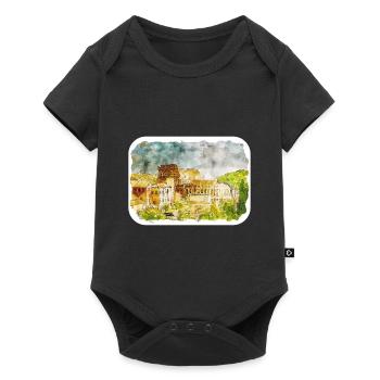 Rom Italien Aquarell Skizze Handgezeichnetes Gemälde - Baby Premium Kurzarmbody - Schwarz - Vorne