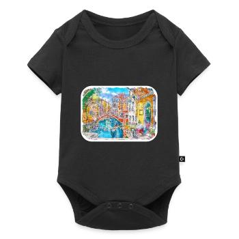 Venedig Italien Aquarellskizze Gezeichnete Illustration - Baby Premium Kurzarmbody - Schwarz - Vorne