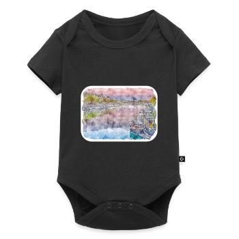 Paris France Watercolor Sketch Drawn Illustration - Baby Premium short-sleeve bodysuit - black - Front