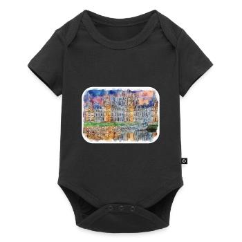 Europe Aquarelle Esquisse Dessinée à la main Illustration - Body à manches courtes Premium Bébé - noir - Devant