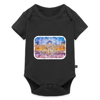 Paris France Watercolor Sketch Draw Drawing - Baby Premium short-sleeve bodysuit - black - Front