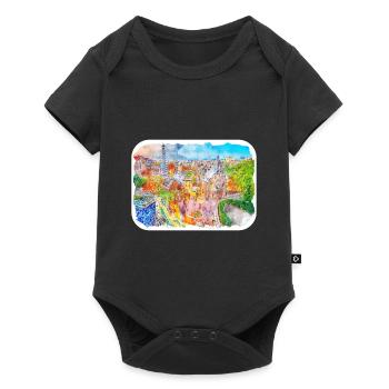 Barcelone Espagne Aquarelle Esquisse Dessinée Illustrati - Body à manches courtes Premium Bébé - noir - Devant