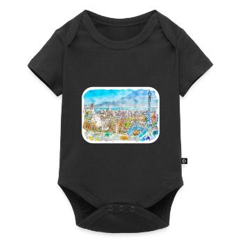 Barcelone Espagne Aquarelle Esquisse Dessin Dessin - Body à manches courtes Premium Bébé - noir - Devant