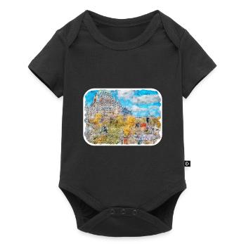 Québec Canada Aquarelle Dessin Dessin Illustration - Body à manches courtes Premium Bébé - noir - Devant