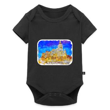 Madrid Spain Watercolor Sketch Drawn Painting - Baby Premium short-sleeve bodysuit - black - Front