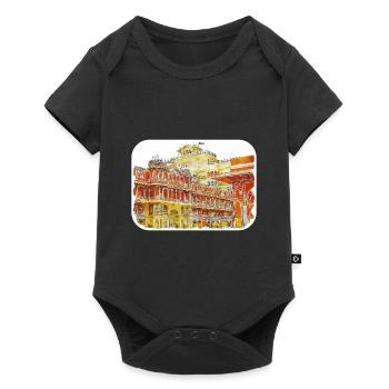 Jaipur Inde Aquarelle Esquisse Peinture Dessinée - Body à manches courtes Premium Bébé - noir - Devant