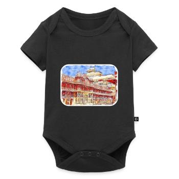 Jaipur Inde Aquarelle Esquisse Peinture Dessinée - Body à manches courtes Premium Bébé - noir - Devant