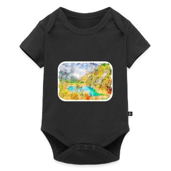 China Watercolor Sketch Hand Drawn Illustration - Baby Premium short-sleeve bodysuit - black - Front