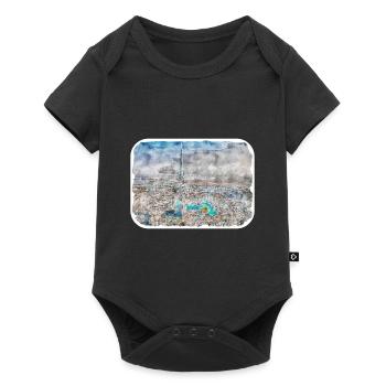 Dubai UAE Watercolor Sketch Hand Drawn Painting - Baby Premium short-sleeve bodysuit - black - Front