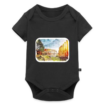 Rom Italien Aquarell Skizze Handgezeichnetes Gemälde - Baby Premium Kurzarmbody - Schwarz - Vorne