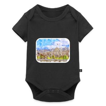 Paris France Watercolor Sketch Drawn Painting - Baby Premium short-sleeve bodysuit - black - Front