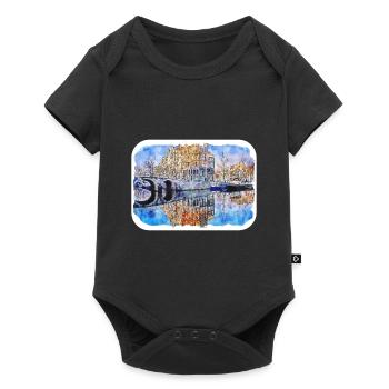 Amsterdam Netherlands Watercolor Sketch Drawn Pain - Baby Premium short-sleeve bodysuit - black - Front