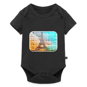 Paris France France Watercolor Sketch Illustration - Baby Premium short-sleeve bodysuit - black - Front
