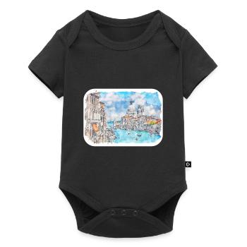 Venise Italie Aquarelle Esquisse Illustration - Body à manches courtes Premium Bébé - noir - Devant