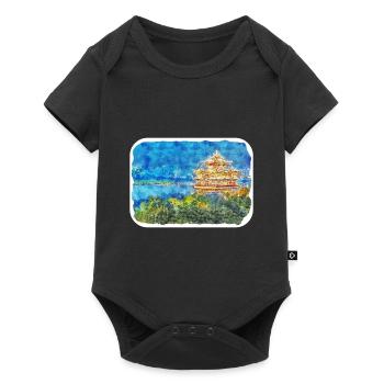 China Watercolor Sketch Hand Drawn Illustration - Baby Premium short-sleeve bodysuit - black - Front