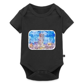 China Watercolor Sketch Hand Drawn Illustration - Baby Premium short-sleeve bodysuit - black - Front