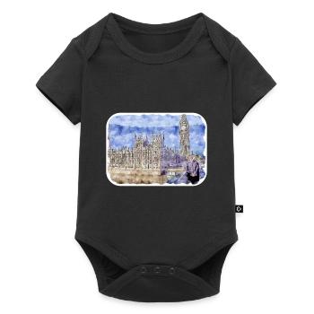 Uk Landmark Watercolor Sketch Painting Illustratio - Baby Premium short-sleeve bodysuit - black - Front