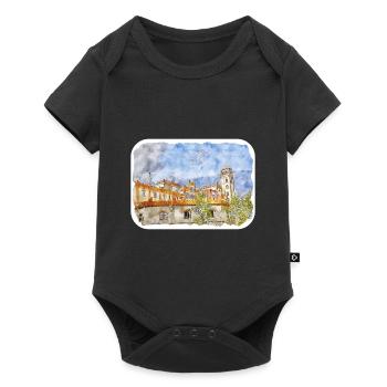 Barcelone Espagne Aquarelle Esquisse Dessinée Illustrati - Body à manches courtes Premium Bébé - noir - Devant