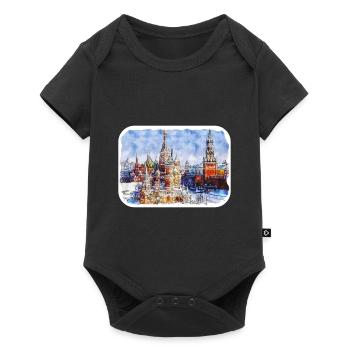Moscou Russie Aquarelle Esquisse Dessin Dessiné - Body à manches courtes Premium Bébé - noir - Devant