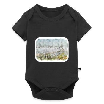 Mumbai India Watercolor Sketch Painting Drawing - Baby Premium short-sleeve bodysuit - black - Front
