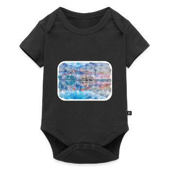 Illustration de l’esquisse à l’aquarelle de Slovénie - Body à manches courtes Premium Bébé - noir - Devant