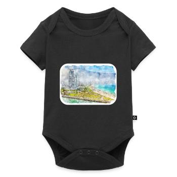 floride, usa, aquarelle, croquis, dessiné, illustration - Body à manches courtes Premium Bébé - noir - Devant