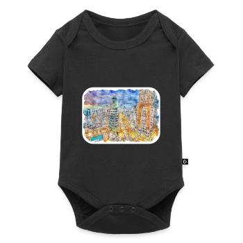 Madrid Spain Watercolor Sketch Painting Drawing - Baby Premium short-sleeve bodysuit - black - Front