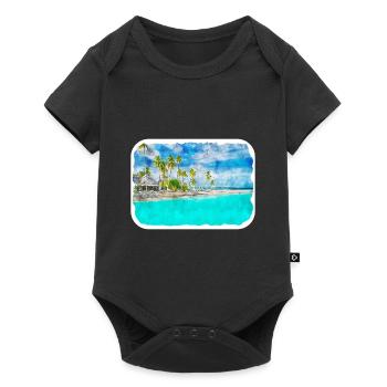 Maldives Watercolor Sketch Hand Drawn Illustration - Baby Premium short-sleeve bodysuit - black - Front