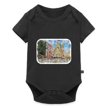 St Petersburg Russia Watercolor Sketch Drawn Drawi - Baby Premium short-sleeve bodysuit - black - Front