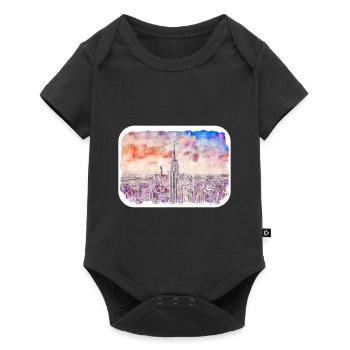 New York Usa Watercolor Sketch Drawing - Baby Premium short-sleeve bodysuit - black - Front