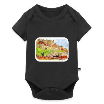 Jaipur Inde Aquarelle Esquisse Peinture Dessinée - Body à manches courtes Premium Bébé - noir - Devant