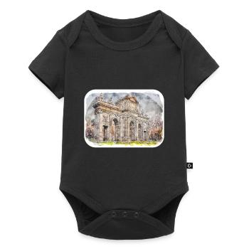 Madrid Spain Watercolor Sketch Painting Drawing - Baby Premium short-sleeve bodysuit - black - Front