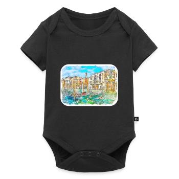 Italy Watercolor Sketch Hand Drawn Illustration - Baby Premium short-sleeve bodysuit - black - Front