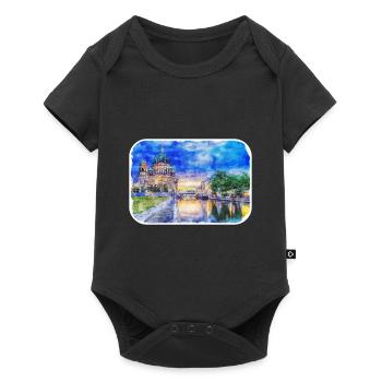 Berlin Allemagne Aquarelle Esquisse Dessinée Peinture - Body à manches courtes Premium Bébé - noir - Devant