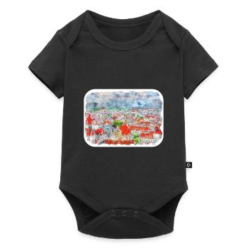 Allemagne Aquarelle Esquisse Dessinée à la main Illustration - Body à manches courtes Premium Bébé - noir - Devant